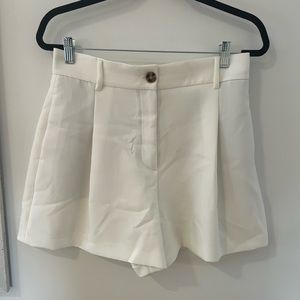 White Zara High Waisted Trouser Shorts